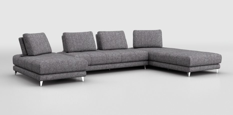 Vigoleno - maxi corner sofa with 6 backrests componibile destro